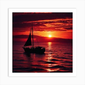 Sailboat At Sunset 27 Art Print