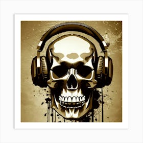 Skull With Headphones 141 Art Print