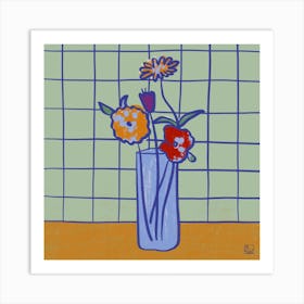 Painted Flowers Square Art Print