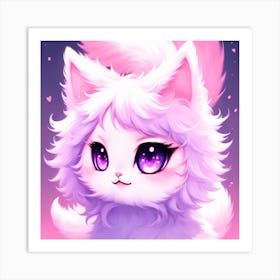 Cute White Cat 1 Art Print