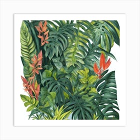 Tropical Jungle Jungle Night Botanical Art Print 2 Art Print