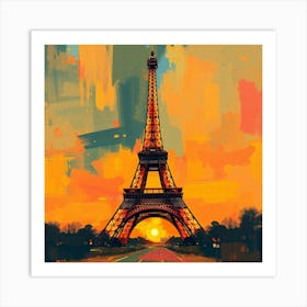 Eiffel Tower At Sunset Art Print