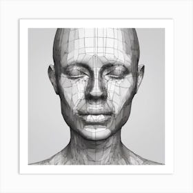 3d Model Of A Woman'S Head 1 Art Print