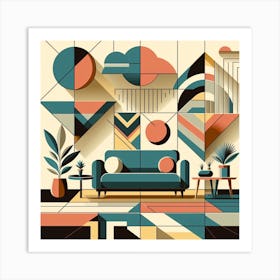 Abstract Geometric Living Room Art Print