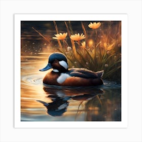 Ruddy Duck lit by Evening Sun Art Print