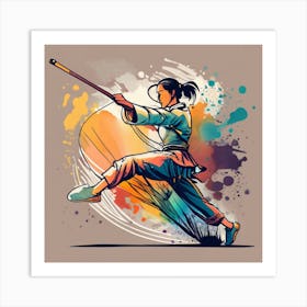 Karate Girl - Martial Arts - Bo Staff Art Print