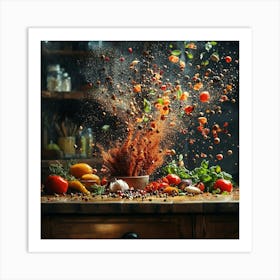 Splash Of Spices On The Kitchen Table Art Art Print