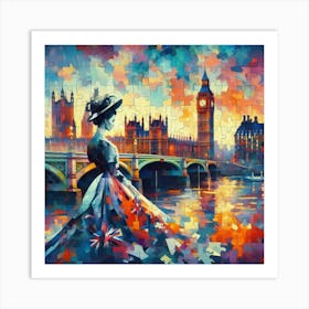 Abstract Puzzle Art English lady in London Art Print