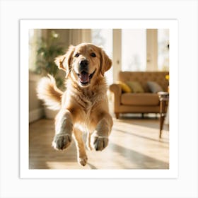 Golden Retriever Jumping 1 Art Print