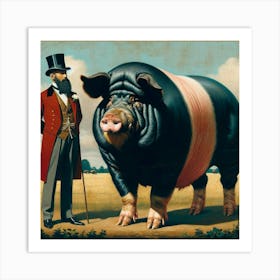 Pig And A Man Art Print