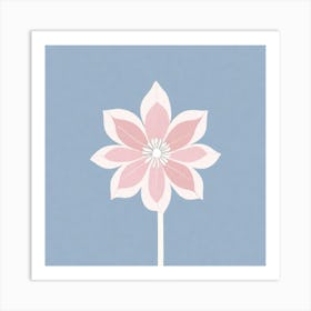 A White And Pink Flower In Minimalist Style Square Composition 417 Art Print