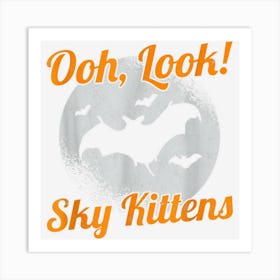 Oh Look Sky Kittens Happy Halloween Horror Night Bat Fly Art Print