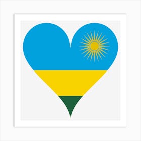 Heart Love Flag Nature Rwanda Sun Heart Shaped Art Print