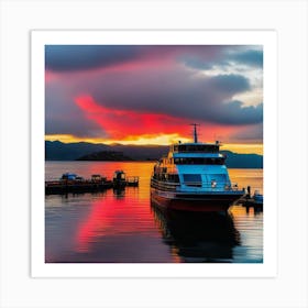 Sunset At The Harbor 4 Art Print