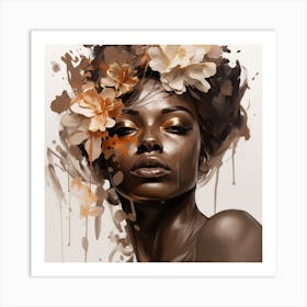 Black Woman With Flowers 10 Art Print