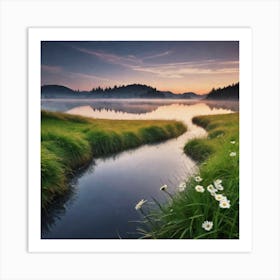 Sunrise Over A Lake 4 Art Print