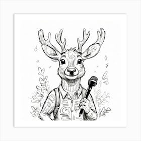 Deer With Microphone 6 Art Print