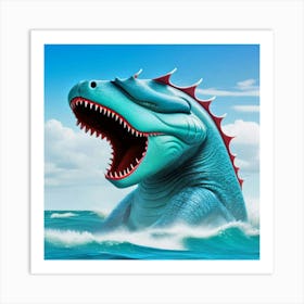 Dinosaur In The Ocean 2 Art Print