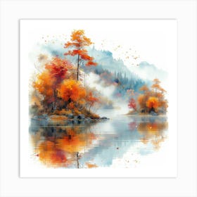 Autumn Trees By The Lake Art Print