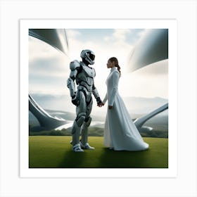 Bride And Groom In Space Art Print
