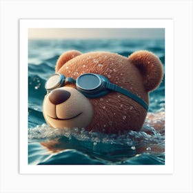 Teddy Bear Swimming 1 Art Print