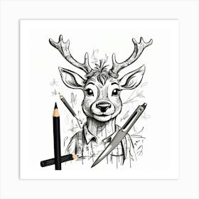 Deer Drawing 28 Art Print