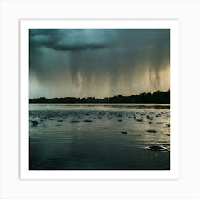 Storm Clouds Over A Lake Art Print