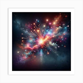 Fireworks On A Black Background Art Print