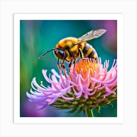 Bee On Flower Art Print