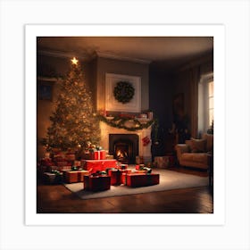 Christmas Tree In The Living Room 73 Art Print