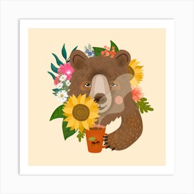 Bear and Coffee Art Print