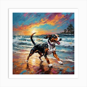 Dog On The Beach Art Print