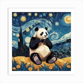 Panda Starry Night Art Print