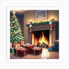 Christmas Tree And Presents 3 Art Print