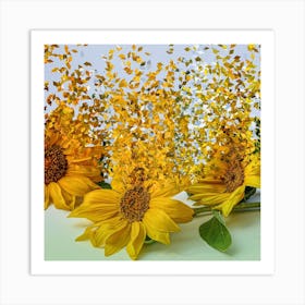 Sunflowers With Confetti Art Print