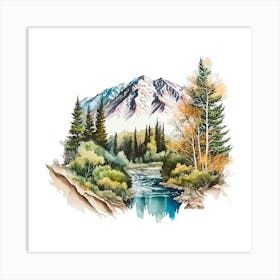 Watercolor Of A River 2 Art Print