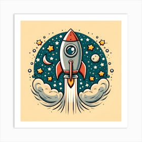 Space Rocket Art Print