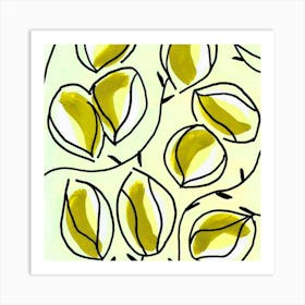 Seed Pods Square Golden Yellow Art Print