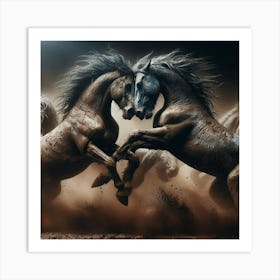 Two Horses Fighting Art Print