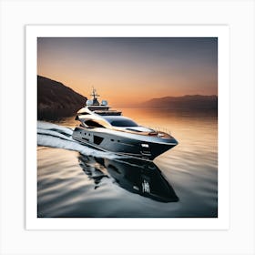 Sunset On A Yacht Art Print