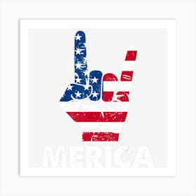 Limited Edition Merica Rock Sign 4th Of July Vintage American Art Print