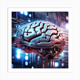 Brain On A Circuit Board 12 Art Print