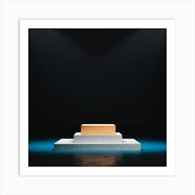 3d Rendering Of A White Box On A Stage Art Print