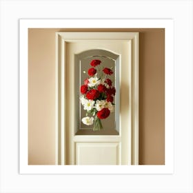 Vase Of Flowers On A Door Art Print