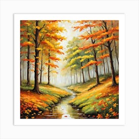 Forest In Autumn In Minimalist Style Square Composition 201 Art Print