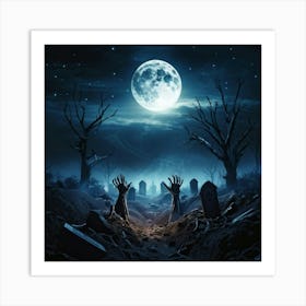 Graveyard At Night 19 Art Print