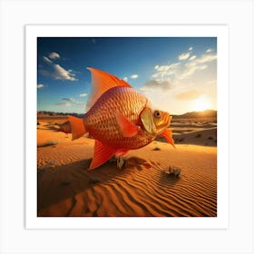 Firefly Surreal Desert With Elephant Sized Goldfish 96000 Art Print