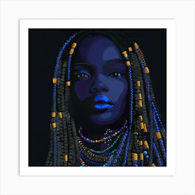 African Woman With Blue Hair Art Print