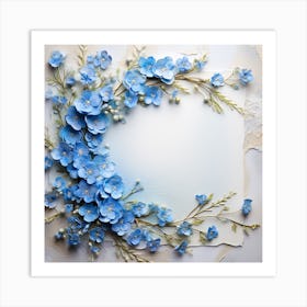 Frame With Blue Flowers 1 Art Print