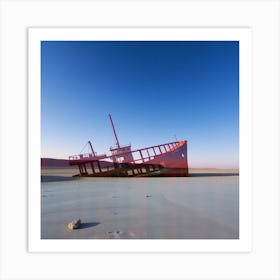 Abandoned Ship In The Desert Art Print